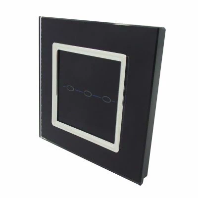RetroTouch Crystal Black Glass with Chrome Trim Time Lag Staircase Switch