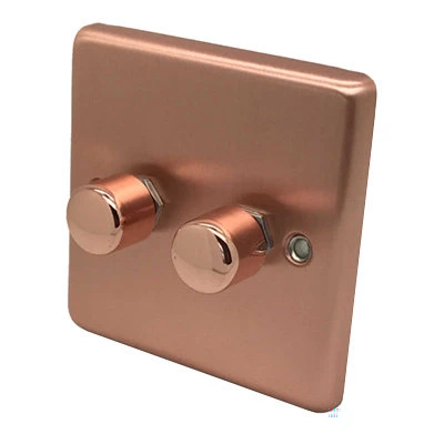 Timeless Classic Brushed Copper LED Dimmer and Push Light Switch Combination