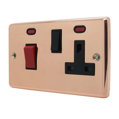 Timeless Classic Polished Copper Cooker Control (45 Amp Double Pole Switch and 13 Amp Socket)