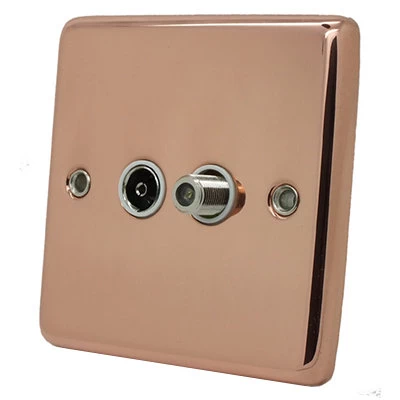 Timeless Classic Polished Copper TV and SKY Socket