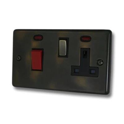 Timeless Aged Cooker Control (45 Amp Double Pole Switch and 13 Amp Socket)