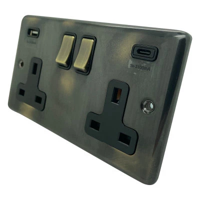 Timeless Aged Plug Socket with USB Charging