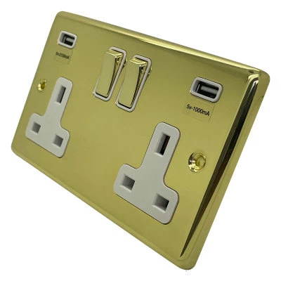 Timeless Polished Brass Plug Socket with USB Charging