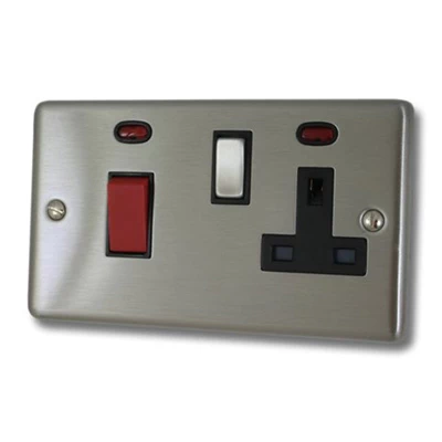 Timeless Satin Stainless Cooker Control (45 Amp Double Pole Switch and 13 Amp Socket)