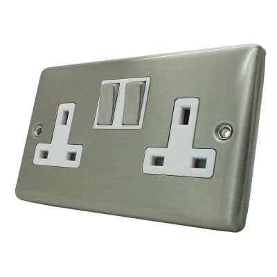 Timeless Satin Stainless Switched Plug Socket