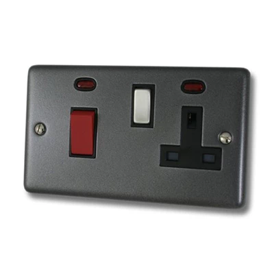 Timeless Dark Pewter Cooker Control (45 Amp Double Pole Switch and 13 Amp Socket)