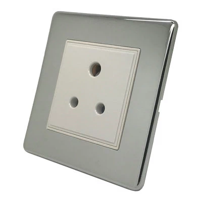 Smooth Polished Chrome Round Pin Unswitched Socket (For Lighting)
