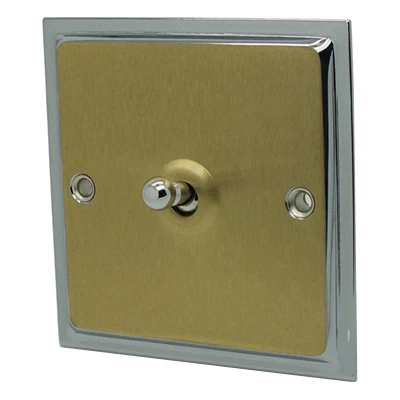 Doublet Satin Brass / Polished Chrome Edge Toggle (Dolly) Switch