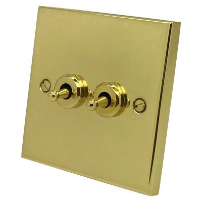 Edward Polished Brass Intermediate Toggle Switch and Toggle Switch Combination