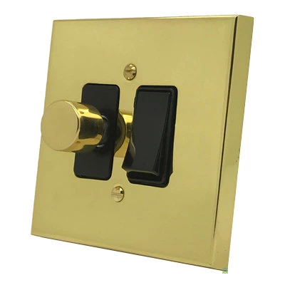 Edward Polished Brass Dimmer and Light Switch Combination