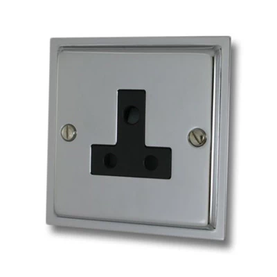 Nouveau Polished Chrome Round Pin Unswitched Socket (For Lighting)