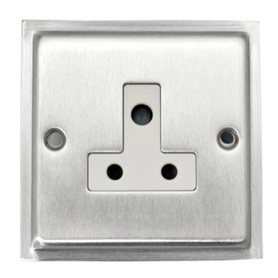Nouveau Satin Chrome Round Pin Unswitched Socket (For Lighting)