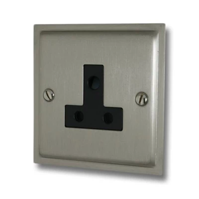Nouveau Satin Nickel Round Pin Unswitched Socket (For Lighting)