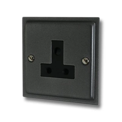 Nouveau Dark Pewter Round Pin Unswitched Socket (For Lighting)