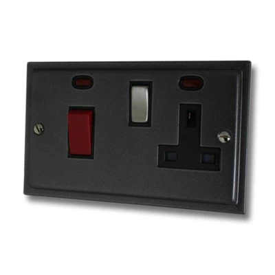 Nouveau Dark Pewter Cooker Control (45 Amp Double Pole Switch and 13 Amp Socket)