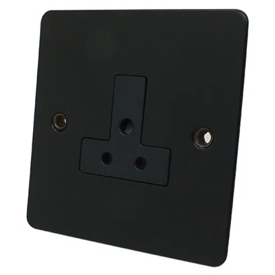 Flat Black Round Pin Unswitched Socket (For Lighting)