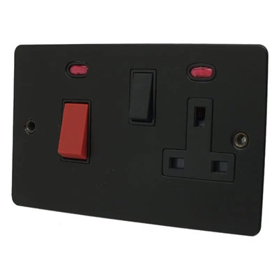 Flat Black Cooker Control (45 Amp Double Pole Switch and 13 Amp Socket)