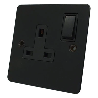 Flat Black Switched Plug Socket