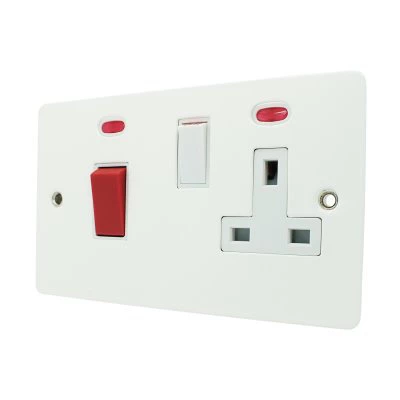Flat White Cooker Control (45 Amp Double Pole Switch and 13 Amp Socket)