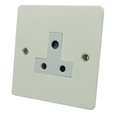 Flat White Round Pin Unswitched Socket (For Lighting)