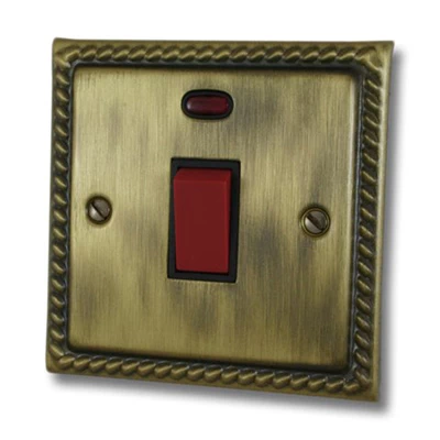 Rope Edge Antique Brass Cooker (45 Amp Double Pole) Switch