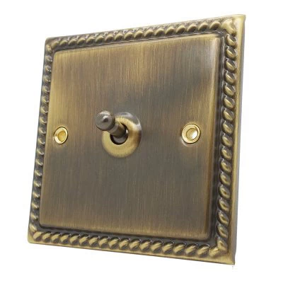 Rope Edge Antique Brass Intermediate Toggle (Dolly) Switch