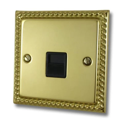 Rope Edge Polished Brass Telephone Extension Socket