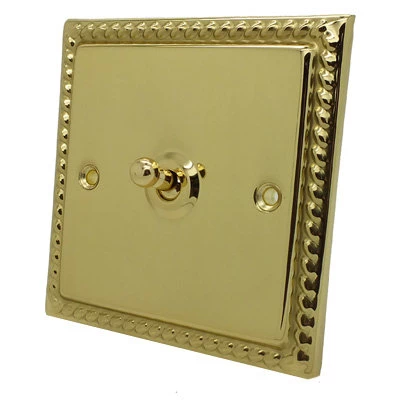 Rope Edge Polished Brass Intermediate Toggle (Dolly) Switch