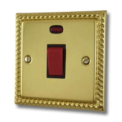 Rope Edge Polished Brass Cooker (45 Amp Double Pole) Switch