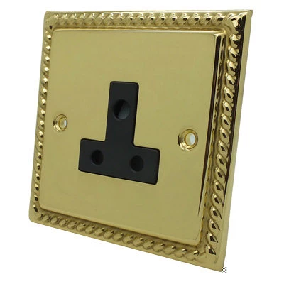 Rope Edge Polished Brass Round Pin Unswitched Socket (For Lighting)