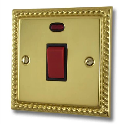 Rope Edge Classic Polished Brass Cooker (45 Amp Double Pole) Switch