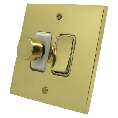 Trim Polished Brass Dimmer and Light Switch Combination