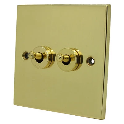 Trim Polished Brass Intermediate Toggle Switch and Toggle Switch Combination