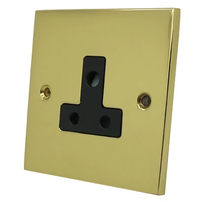 Trim Polished Brass Round Pin Unswitched Socket (For Lighting)