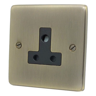 Trim Rounded Antique Brass Round Pin Unswitched Socket (For Lighting)