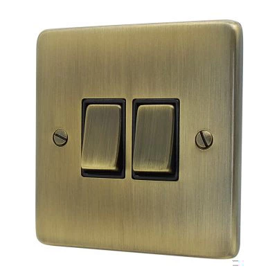 Trim Rounded Antique Brass Intermediate Switch and Light Switch Combination