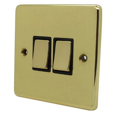 Trim Rounded Polished Brass Intermediate Switch and Light Switch Combination