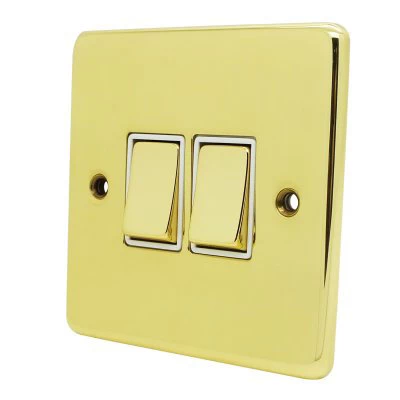 Trim Rounded Polished Brass Intermediate Toggle Switch and Toggle Switch Combination