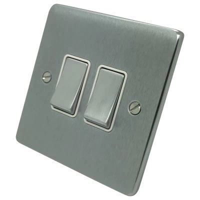 Trim Rounded Satin Chrome Intermediate Switch and Light Switch Combination