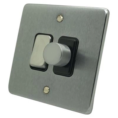 Trim Rounded Satin Chrome Dimmer and Light Switch Combination