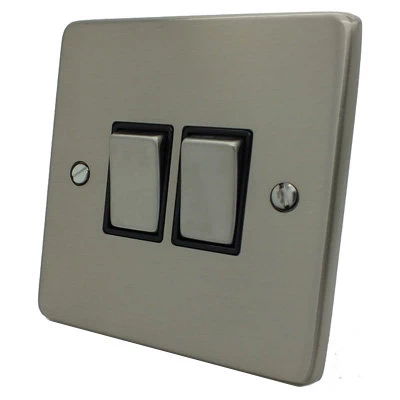 Trim Rounded Satin Nickel Intermediate Switch and Light Switch Combination