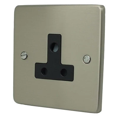 Trim Rounded Satin Nickel Round Pin Unswitched Socket (For Lighting)
