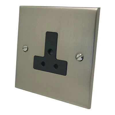 Trim Satin Nickel Round Pin Unswitched Socket (For Lighting)