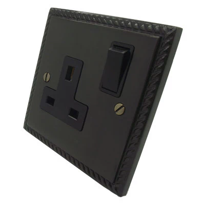 Rope Edge Bronze Bronze Round Pin Unswitched Socket (For Lighting)