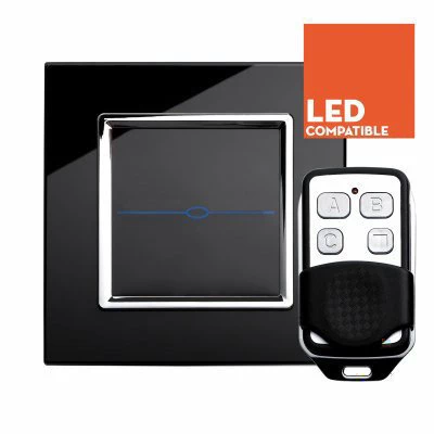 RetroTouch Crystal Black Glass with Chrome Trim Touch Dimmer