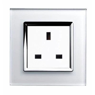 RetroTouch Crystal White Glass with Chrome Trim Unswitched Plug Socket