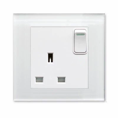 RetroTouch Crystal White Glass Switched Plug Socket