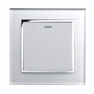 RetroTouch Crystal White Glass with Chrome Trim Intermediate Light Switch