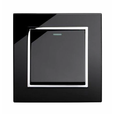 RetroTouch Crystal Black Glass with Chrome Trim Intermediate Light Switch