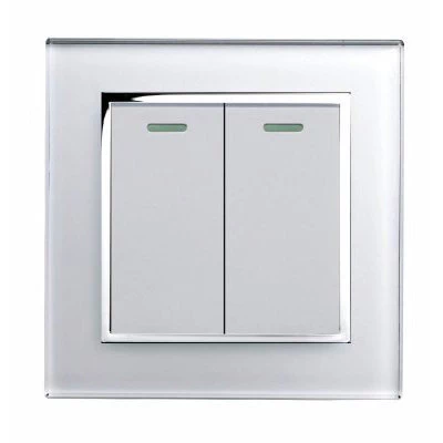 RetroTouch Crystal White Glass with Chrome Trim Intermediate Switch and Light Switch Combination